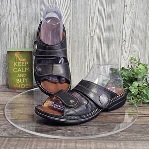 Finn Comfort Black Leather Comfort Sandals EU 39 D US 8.5 D Adjustable‎ Straps